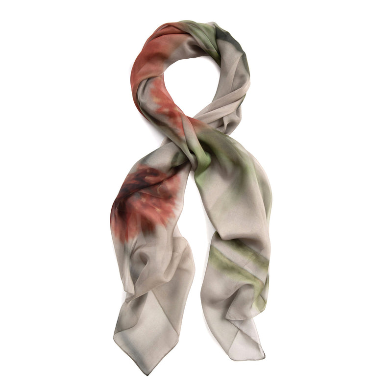GOMPHRENA STRAWBERRIES silk chiffon scarf